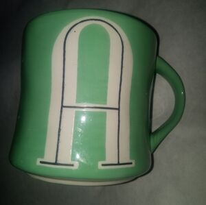 Anthropologie Hand-Painted Green Mug